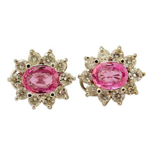 Vintage Retro Earrings Pink Sapphires Diamonds White Gold w Appraisal (5273)