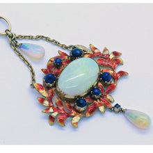 Giuliano Antique Victorian Pendant 18k Gold Opals Sapphires Enamel Revival (6770)
