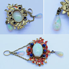 Giuliano Antique Victorian Pendant 18k Gold Opals Sapphires Enamel Revival (6770)