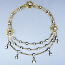 Antique Victorian Necklace Gold Natural Pearls Diamonds French w Appraisal (5841