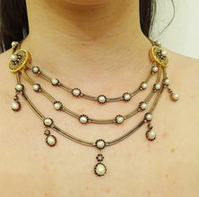 Antique Victorian Necklace Gold Natural Pearls Diamonds French w Appraisal (5841