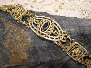 Signed Gariod Gautrait Antique Bracelet 18k Gold Sapphire Diamond Enamel (6132)