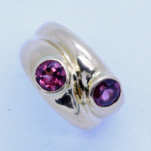 Vintage double gypsy ring 18k Gold Pink Tourmaline French Unisex Wedding