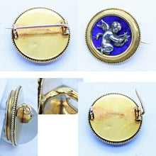 Fannière Frères Antique Brooch 18k Gold Silver Enamel Cherub Original Box (6788)