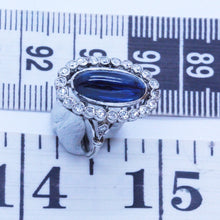 Antique Art Deco Ring Platinum Cab Sapphire Diamonds France w Appraisal (6794)