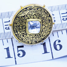 Antique Vintage Earrings 22k Gold Pearl White Sapphire Enamel Punjab India (6804)