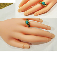 Antique Victorian Ring 22k Gold Turquoise Rubies Indian Mughal Unisex Man (6807)