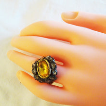 Antique Man's Ring yellow Sapphire Diamond Gold Unisex Appraisal India (6808