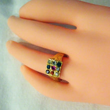 Antique Navaratna Ring 22k Gold Gems Amulet Unisex India (6824)