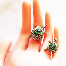 Vintage Pair Turtle Brooches 18k Gold Diamonds Green Garnets w Appraisal (6836)