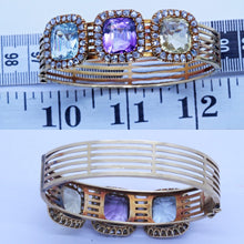 Antique Victorian Bangle Bracelet Gold Diamonds Aquamarine Gems Appraisal (6516