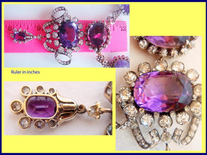 Victorian Necklace 90ct Amethyst 17.25ct Diamond 14k Gold SilverAppraisal (4899)