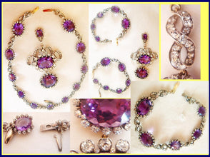Victorian Necklace 90ct Amethyst 17.25ct Diamond 14k Gold SilverAppraisal (4899)