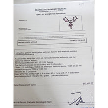 Victorian Necklace 90ct Amethyst 17.25ct Diamond 14k Gold SilverAppraisal (4899)