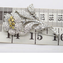 Antique Art Deco Brooch Yellow & White Diamonds Platinum w Certificate (5207)