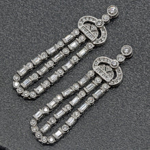 Vintage Earrings 4.50ct Diamonds Platinum Long Ear Pendants w Appraisal  (5578)