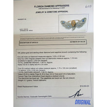 Antique Brooch Pendant Gold Diamonds Sapphires Mercury Butterfly Appraisal (6103