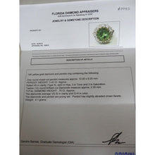 Antique Cluster Ring Peridot Diamonds 14k Gold Edwardian w appraisal (5985)