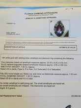 Vintage Ring Retro Diamonds Amethyst 14k White & Yellow Gold w Appraisal (6171)