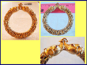 Antique Vintage Bangle Bracelet 22k Gold Elephant Heads Mughal India (4930)