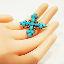 Antique Victorian Cross Brooch Gold Turquoise Diamonds 19th century (6785)