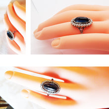 Antique Art Deco Ring Platinum Cab Sapphire Diamonds France w Appraisal (6794)