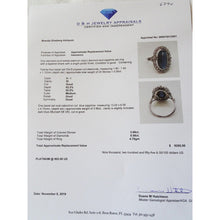 Antique Art Deco Ring Platinum Cab Sapphire Diamonds France w Appraisal (6794)