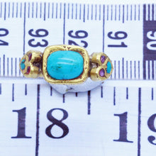 Antique Victorian Ring 22k Gold Turquoise Rubies Indian Mughal Unisex Man (6807)