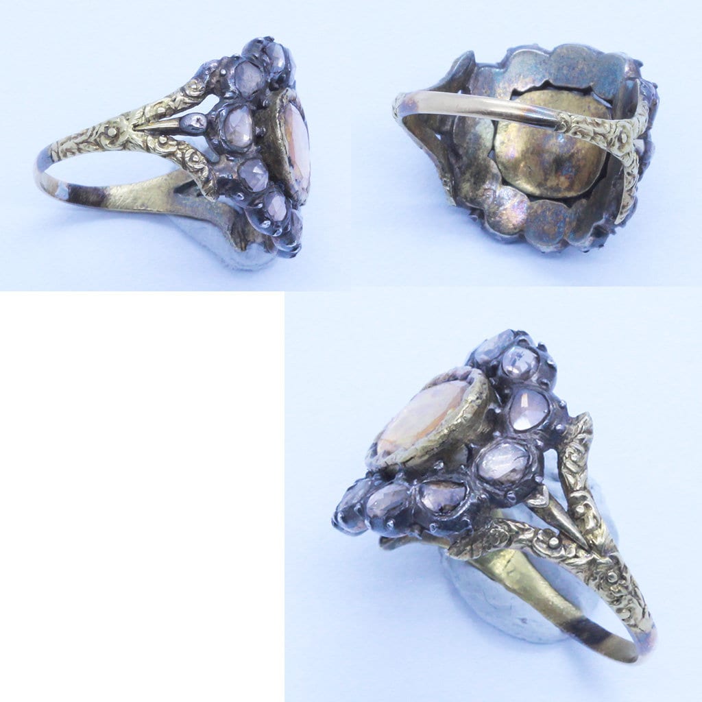 Antique Man's Ring yellow Sapphire Diamond Gold Unisex Appraisal India (6808