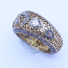 Vintage Ring Gold Silver Diamonds Openwork Unisex Man Woman India c1960s (6821)