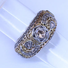 Vintage Ring Gold Silver Diamonds Openwork Unisex Man Woman India c1960s (6821)