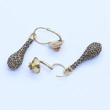 Antique Victorian Earrings 14k Gold Filigree Day Night Possibly Russian (6847)