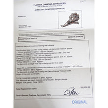 Antique Art Deco Brooch Yellow & White Diamonds Platinum w Certificate (5207)