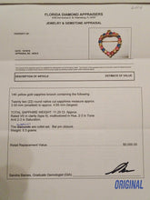 Antique Victorian Brooch Gold Blue Pink Yellow Sapphires Heart w Appraisal (6204