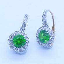 Vintage Earrings 2.62ct Demantoid Garnet Diamonds Platinum Gold Appraisal (6774)