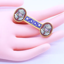 Victorian Egyptian Revival Micromosaic Brooch 18k Gold Pharaoh Unisex (6840)
