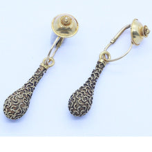 Antique Victorian Earrings 14k Gold Filigree Day Night Possibly Russian (6847)