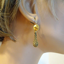 Antique Victorian Earrings 14k Gold Filigree Day Night Possibly Russian (6847)