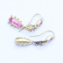 Antique Georgian Earrings Dangle 15ct Gold Pink Topaz C1800 England (6855)