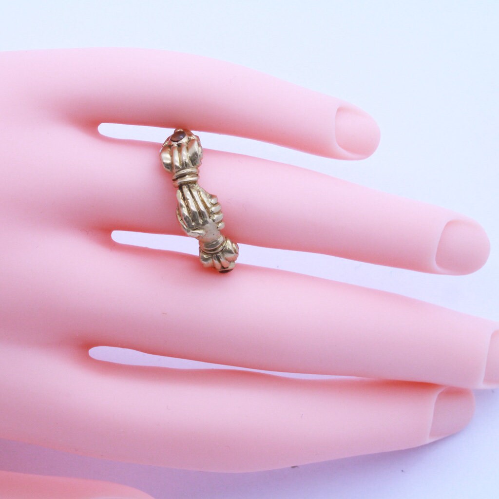 Antique Georgian Fede Friendship Ring 18k Gold clasped hands Unisex (6873)