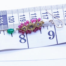 Antique Earrings 18-22k Gold Diamonds Emeralds Rubies Pearls Indian 19C (6817)