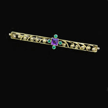 Antique Etruscan Revival Brooch Gold Demantoid Garnets Amethyst Unisex (6851)