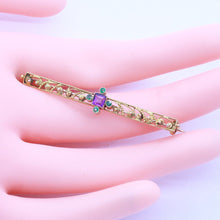 Antique Etruscan Revival Brooch Gold Demantoid Garnets Amethyst Unisex (6851)