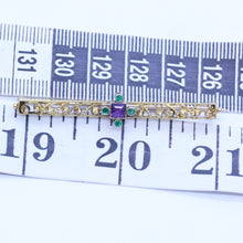 Antique Etruscan Revival Brooch Gold Demantoid Garnets Amethyst Unisex (6851)