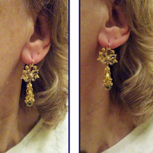 Antique Georgian Earrings 15ct Gold Emeralds Amethysts Pearls Cannetille (6709)