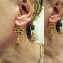 Antique Georgian Earrings 15ct Gold Emeralds Amethysts Pearls Cannetille (6709)