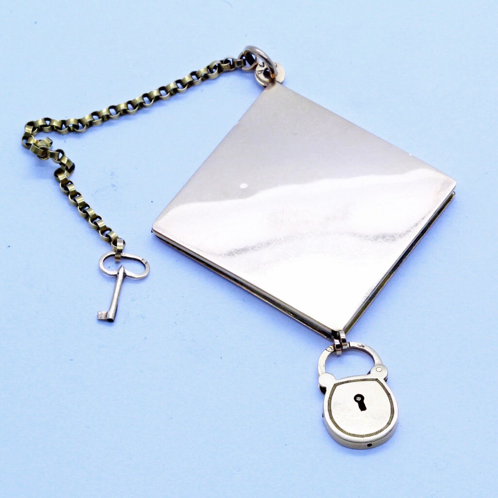 Antique Georgian Picture Locket Pendant Fob w Lock, Key 18k Gold Unisex (6876)