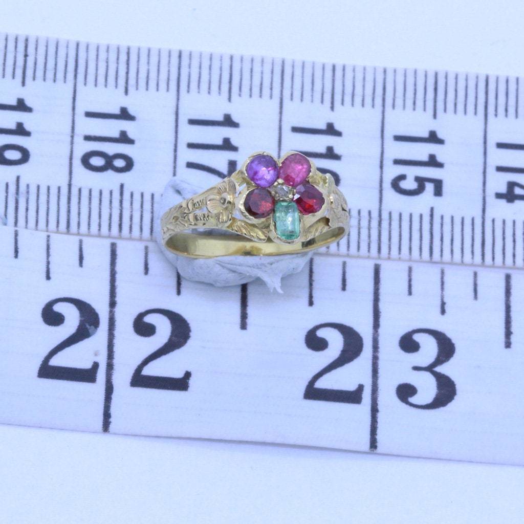 Antique Victorian Acrostic REGARD Ring 18k Gold Gems Romantic w Appraisal (6890)