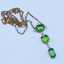 Antique Edwardian Pendant Necklace 18k Gold Peridot Pearls w Appraisal (6891)