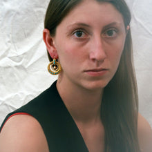 Antique Earrings Gold Turquoise Hoops Victorian Italian Classic Revival (6240)